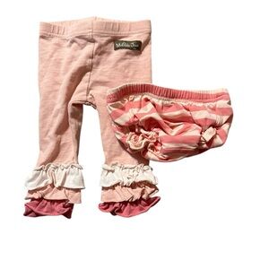 Matilda Jane Pink and White Ruffle Diaper Cover Set size 3-6 months